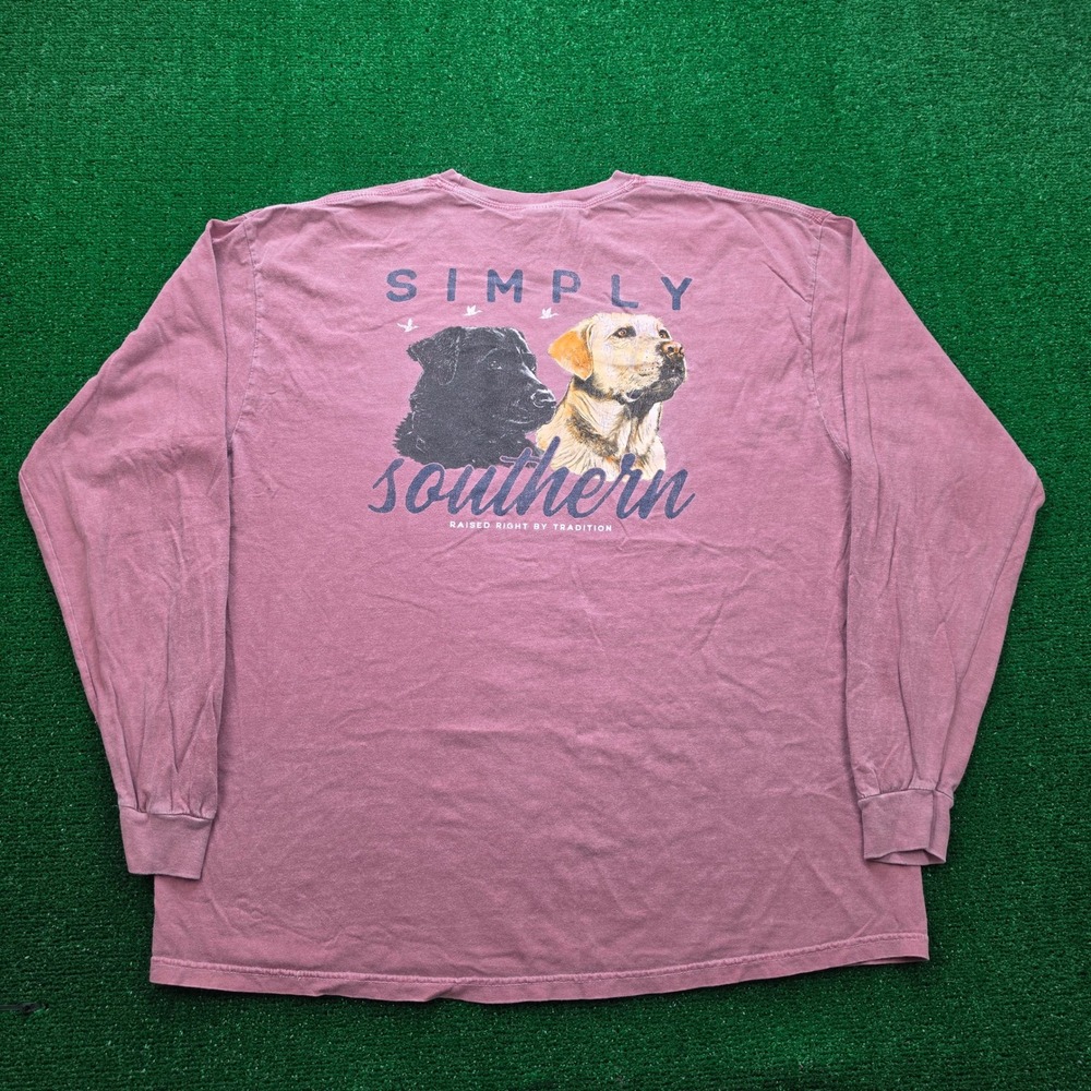 Simply Southern Labrador Retrievers Graphic Shirt Mens 2XL Rose Long Sleeve